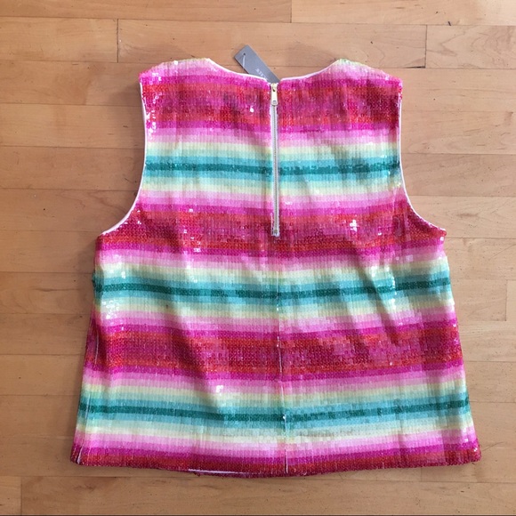 NWT J.Crew sequin watermelon stripe top Medium - Picture 6 of 7